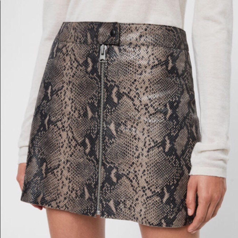 AllSaints Lena Oba Leather Skirt